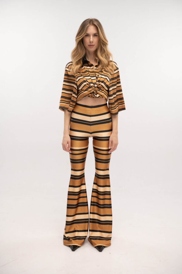 Flared Pants Stripes Nude - Typelove