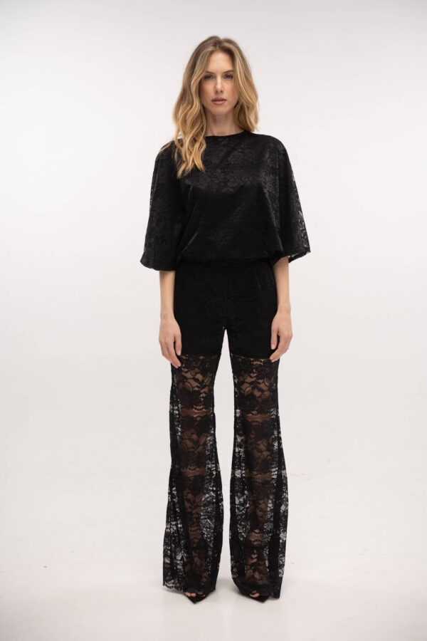 Lace Flared Pants Black