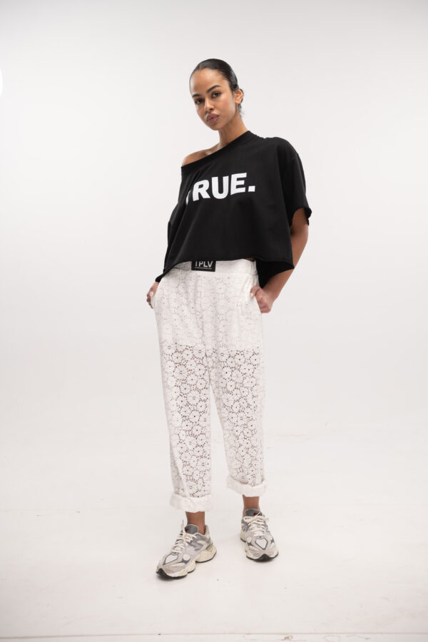 Lace Track Pant White - Typelove