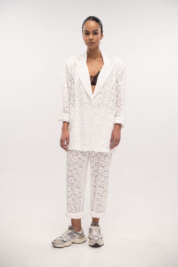 Lace Track Pant White - Typelove