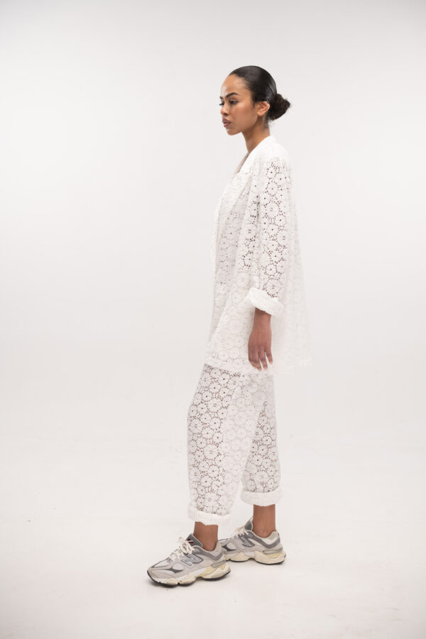 Lace Track Pant White - Typelove