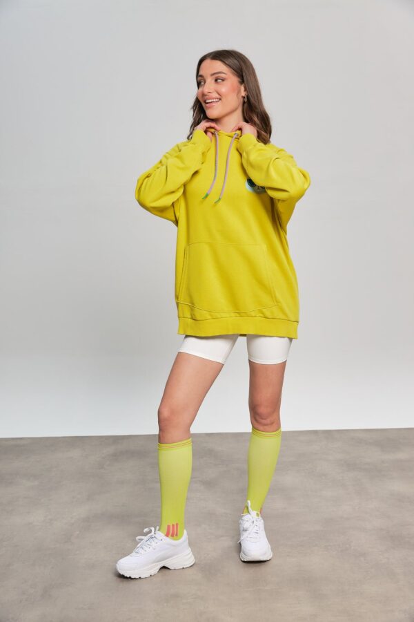 ALTRA-VOLTA - Oversized Lime Φούτερ με Κουκούλα