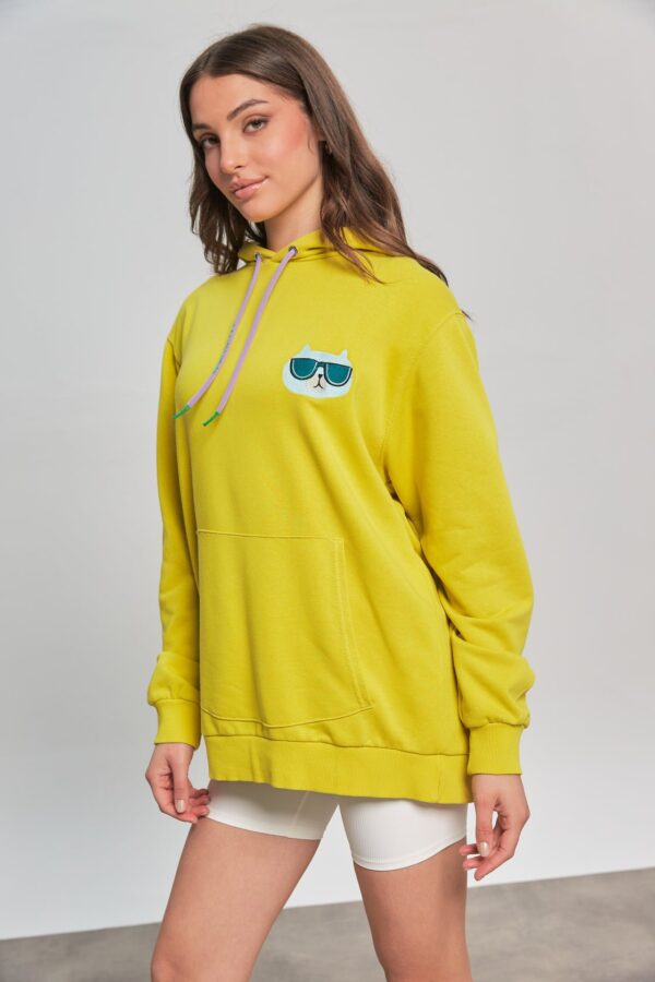 ALTRA-VOLTA - Oversized Lime Φούτερ με Κουκούλα