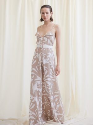 Chicard - Φόρεμα Μακρύ Μπεζ Λευκό