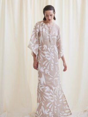 Chicard - Φόρεμα Μακρύ με Μανίκι Μπέζ Λευκό