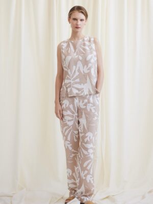 Chicard - Παντελόνι Εμπριμέ Λευκό Μπεζ