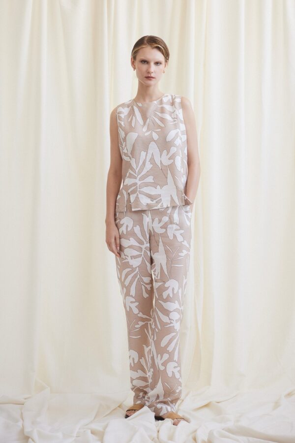 Chicard - Παντελόνι Εμπριμέ Λευκό Μπεζ