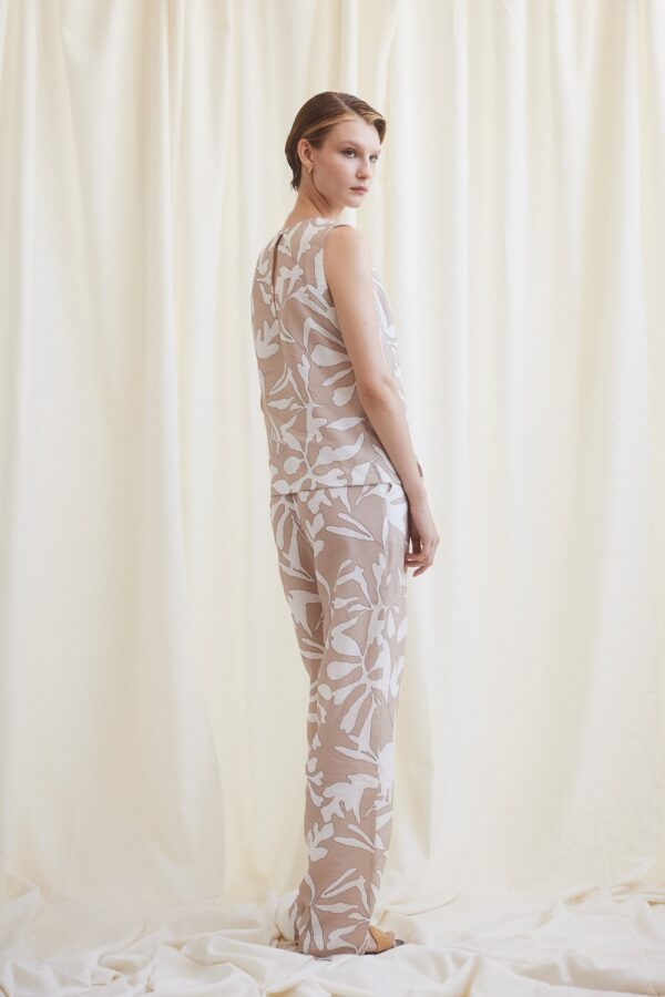 Chicard - Παντελόνι Εμπριμέ Λευκό Μπεζ