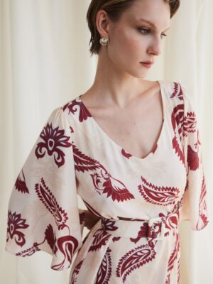 Chicard - Φόρεμα Μακρύ Κόκκινο Μπεζ