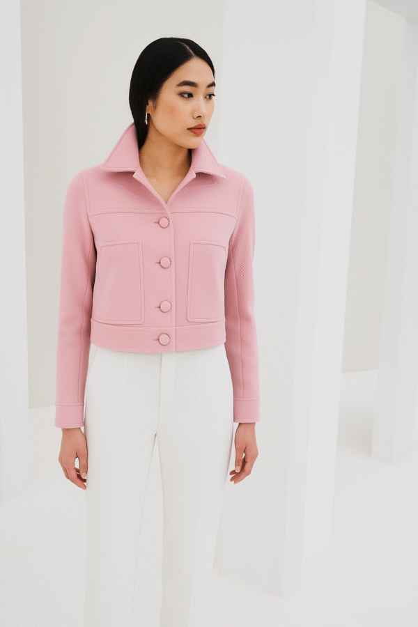 Ροζ Σακάκι με Επενδυμένα Κουμπιά