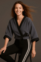 Kimono Style Wrap Jacket Grey