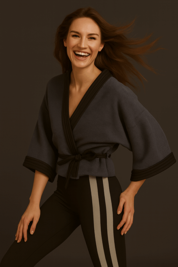 Kimono Style Wrap Jacket Grey