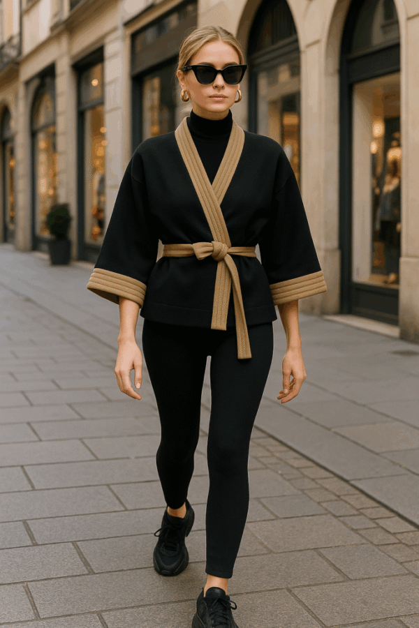 Kimono Style Wrap Jacket Black
