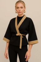Kimono Style Wrap Jacket Black