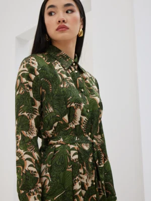 Πράσινο Εμπριμέ Φόρεμα