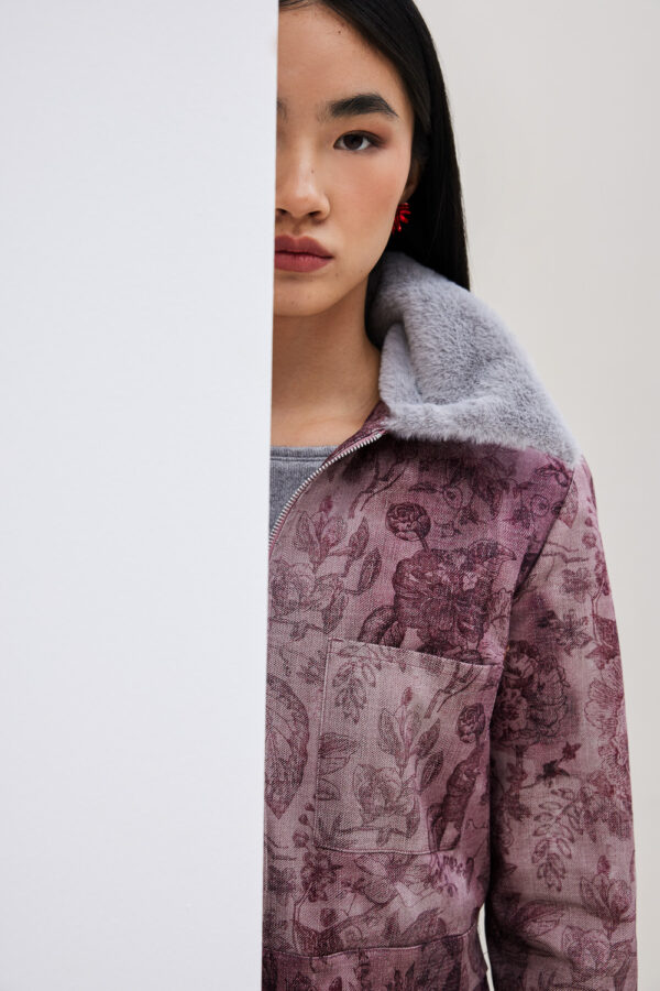 Τζάκετ με γούνινο γιακά