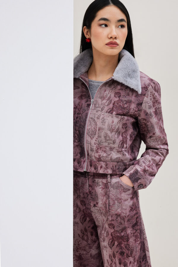 Τζάκετ με γούνινο γιακά