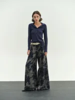 Φλοράλ Παντελόνα με Πιέτες