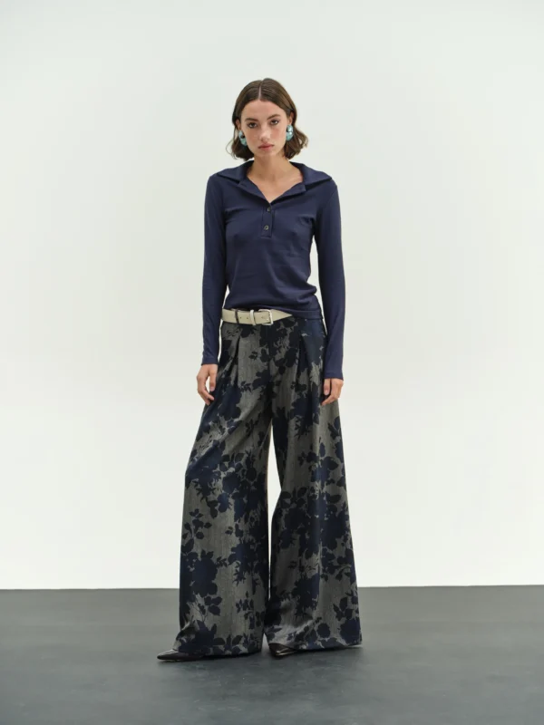 Φλοράλ Παντελόνα με Πιέτες