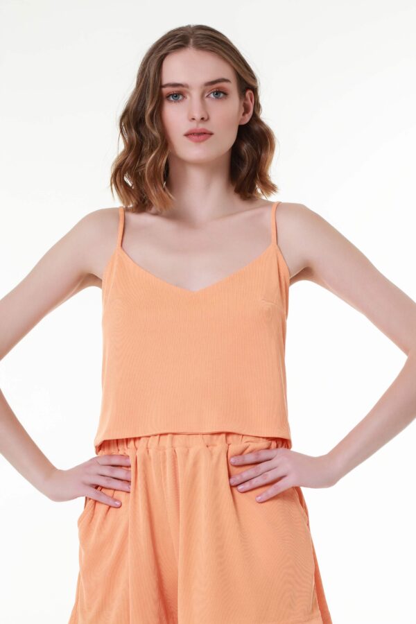Flowy Ribbed Top in Vibrant Orange