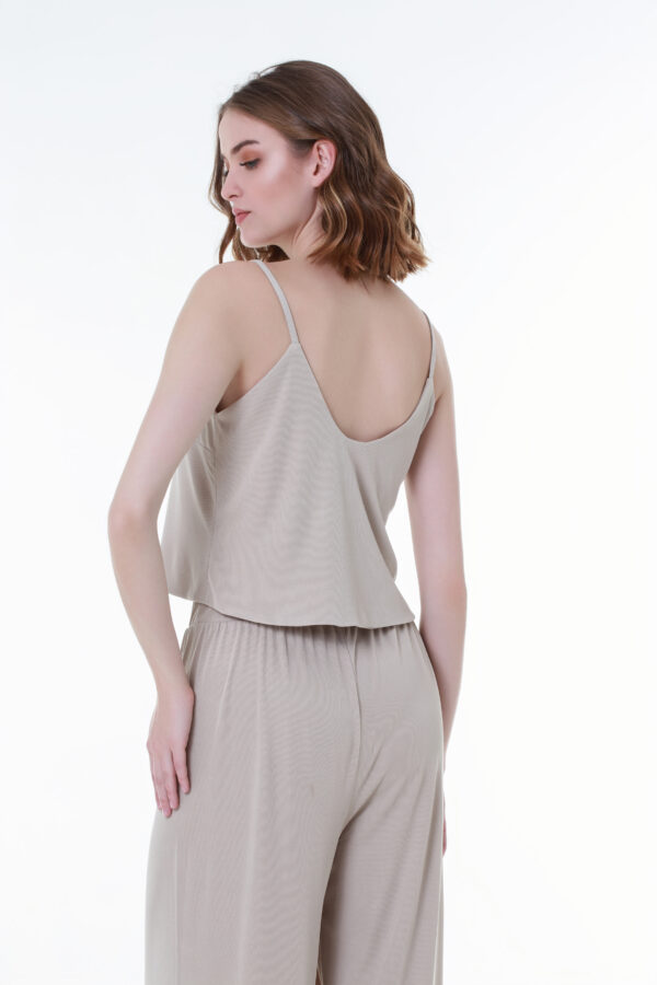 Flowy Ribbed Top in Vibrant Beige