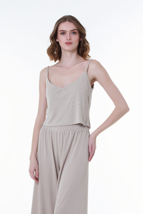 Flowy Ribbed Top in Vibrant Beige