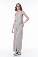 Beige Wide-Leg Pants