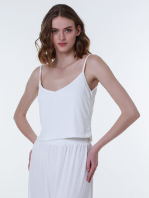 Flowy Ribbed Top in Vibrant White
