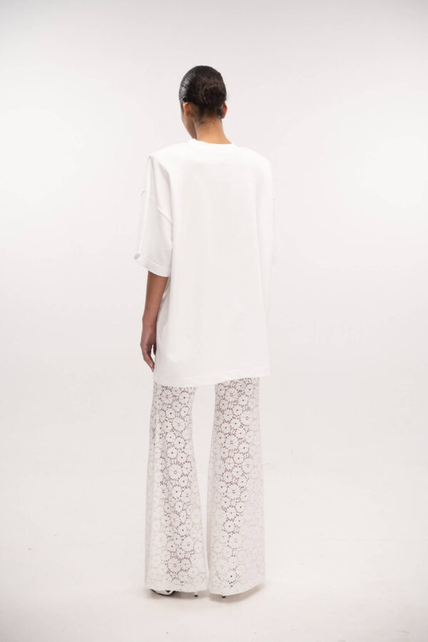 Lace Flared Pants White
