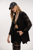 Lace Track Pant Black