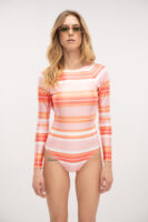 One Piece Long Sleeve Stripes Pink