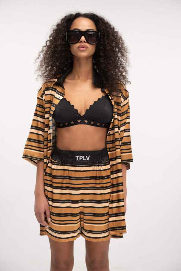 Satin Shirt Stripes Nude