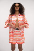 Satin Shirt Stripes Pink