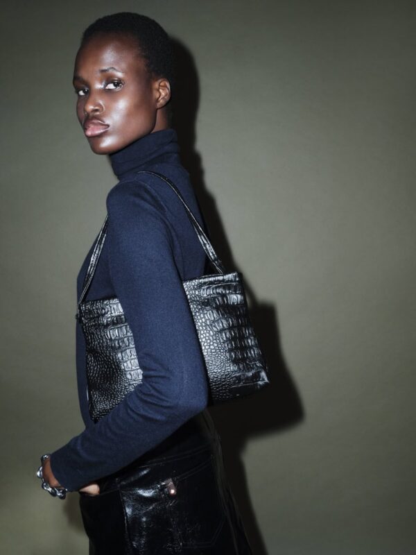 Χειροποίητη Τσάντα Petite Bag – Black Croco