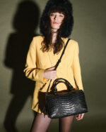 Christina Malle-Black Croco Barrel bag