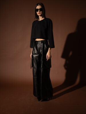 Black Foil Cargo Pants