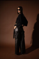 Black Foil Cargo Pants