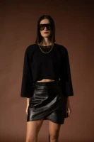 Black Crop T-Shirt Long Sleeve