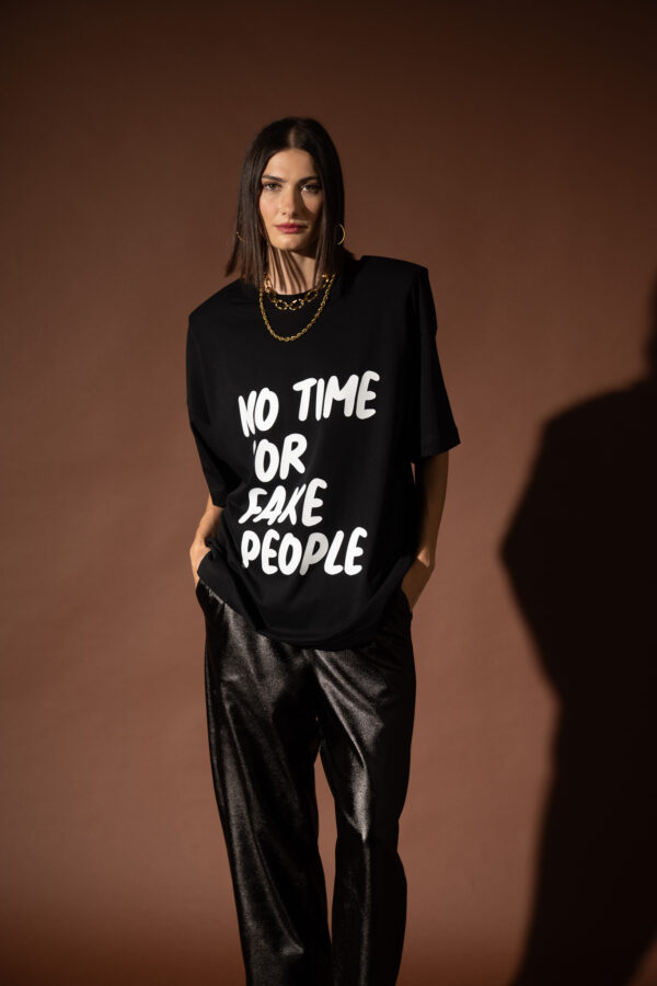 Black Oversized T-Shirt No Time for Fake People