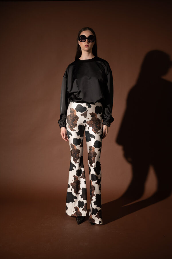 Cow White Flared Pants
