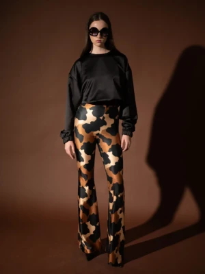 Cow Coffee Flared Pants