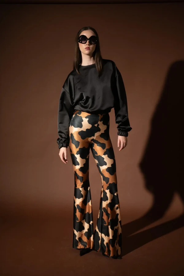 Cow Coffee Flared Pants