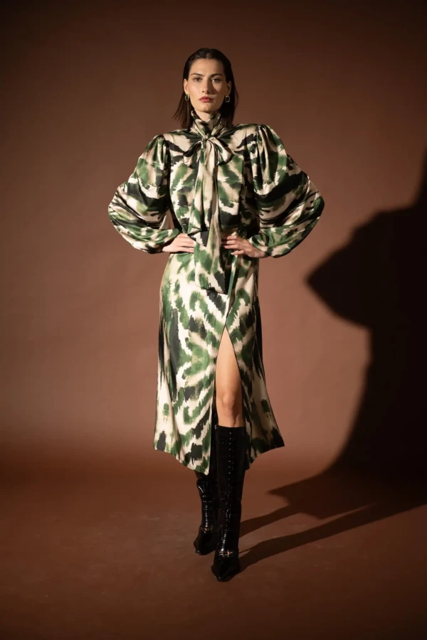 Zebra Green Bow Dress