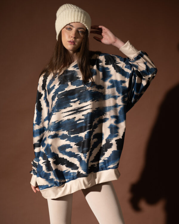 Zebra Blue Oversized Sweatshirt