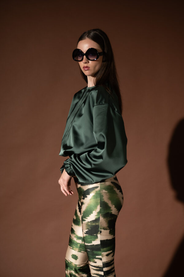 Zebra Green Flared Pants