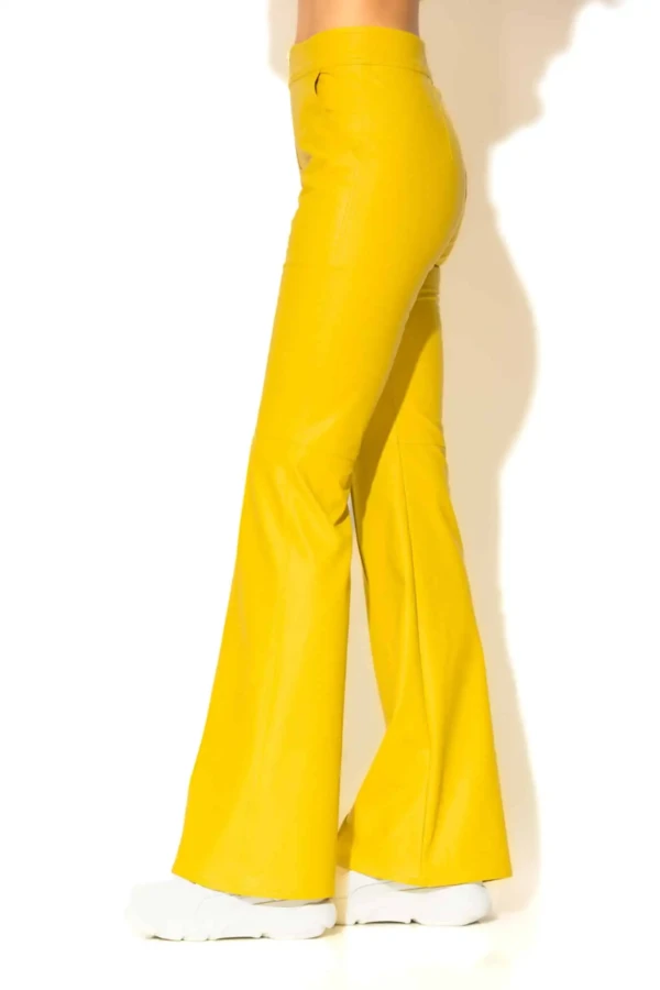 Faux leather flared pants