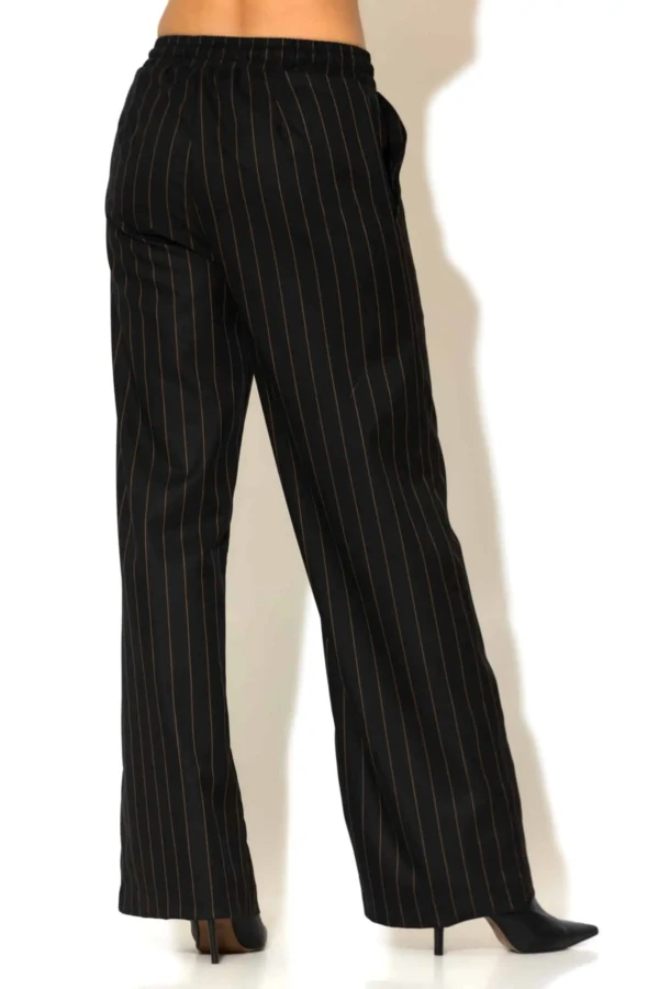 Woven Striped Wide Leg Pants with Signature -C- Logo
