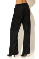 Woven Striped Wide Leg Pants with Signature -C- Logo