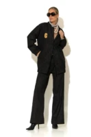 Striped Oversized Bomber Jacket with Signature -C- Logo