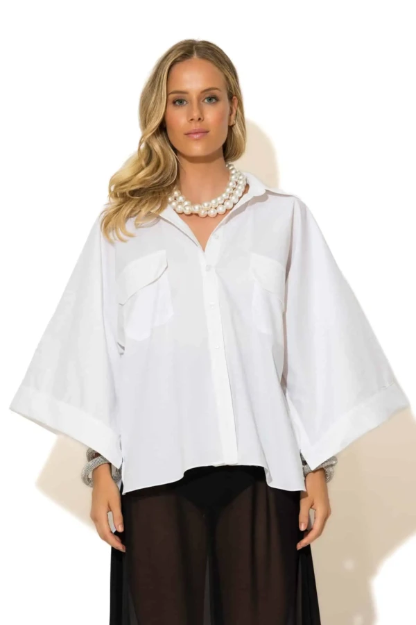 Poplin Oversize Shirt with Culture Logo at Back